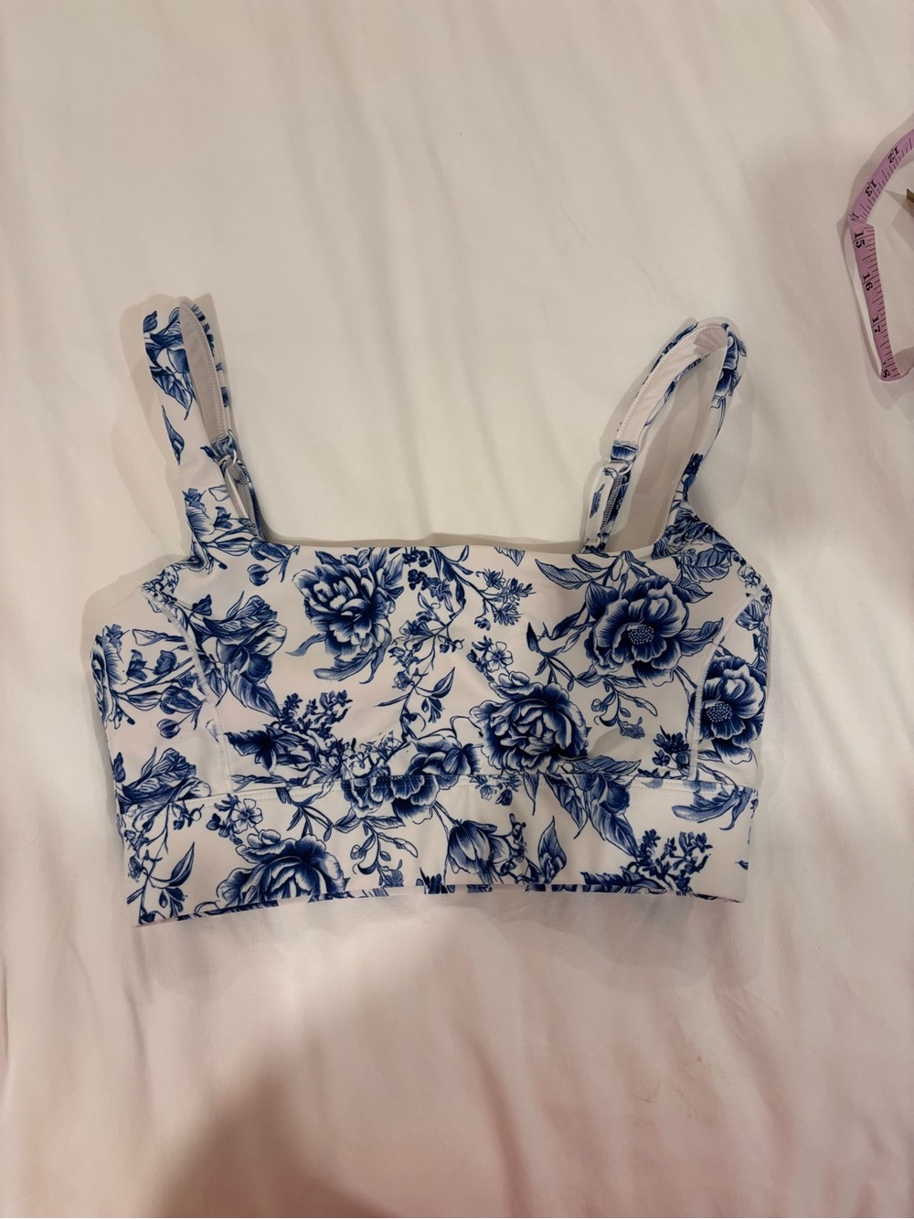 Floral Blue & White Sports Bra Top